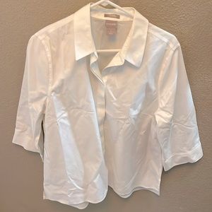 No Iron Stain Shield Chico’s women’s white blouse